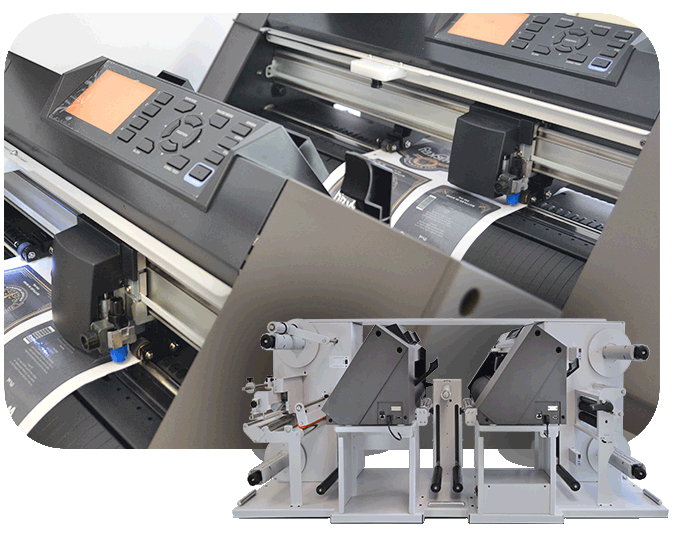 VRG22X2 SCR35X2 label finishing system with double inline plotter – twice the speed of single plotter models