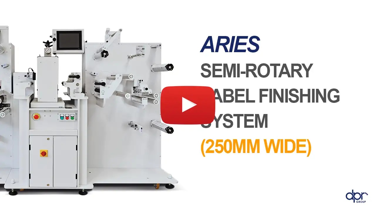 ARIES ARS1xxx semi-rotary label finishing machine in action – official video by D.P.R. srl