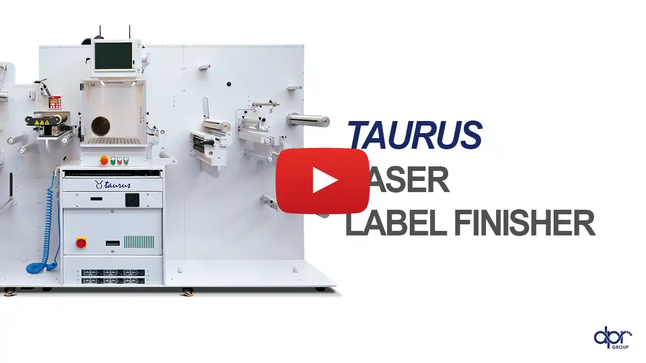 TAURUS laser label finishing system in action – official video by D.P.R. srl, no dies, up to 100m/min