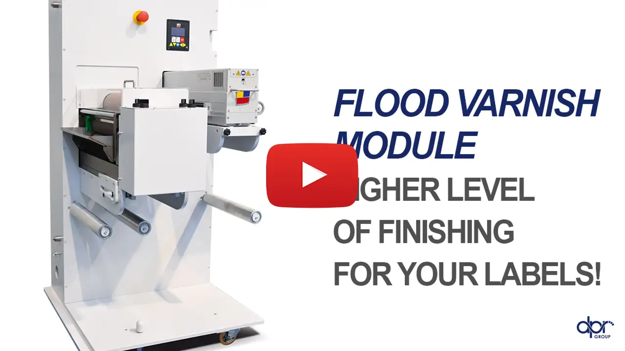 Flood varnish module for TAURUS or ARIES label finishing systems – UV in-line full surface coating by D.P.R. srl